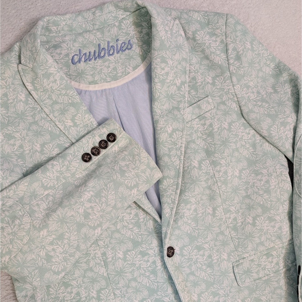 Chubbies Blazer Mens 2XL Green Floral The Island Dinner Jacket 100% Cotton